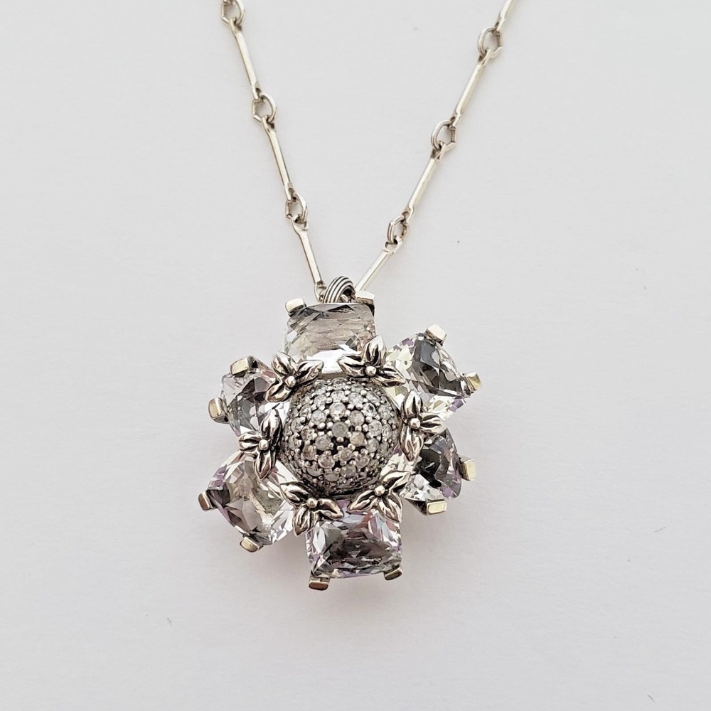 STEPHEN DWECK Sterling Silver Icy Diamond Crystal Quartz Flower Necklace…